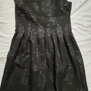 Elle Black Strapless Floral Jacquard Dress